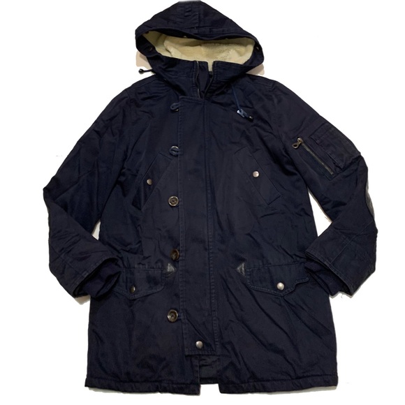 A.P.C. Jackets & Blazers - A.P.C. Dark Blue Hooded Jacket